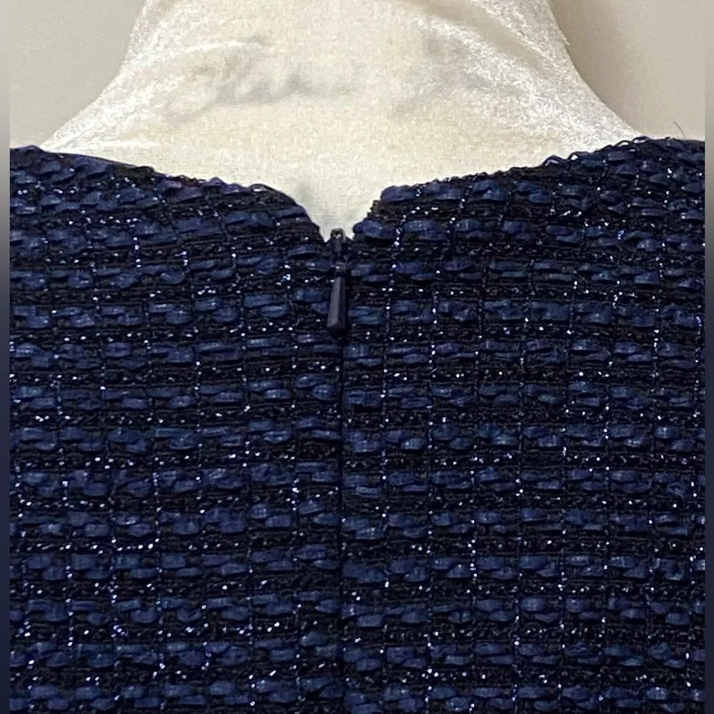OSCAR DE LA RENTA Lurex Check Tweed Pencil Dress size 14